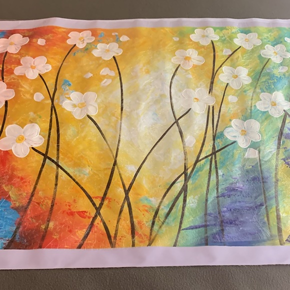 Beautiful floral original oil painting.  Approx 48 1/2” x 24 1/2”. - Picture 3 of 4